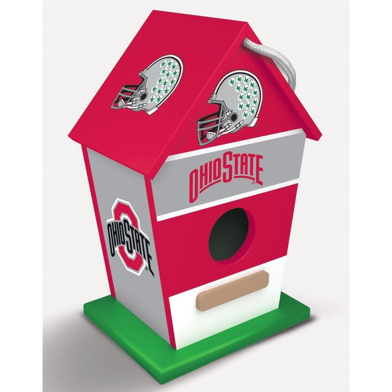 Ohio State Buckeyes Birdhouse Wood Waterproof With Tin Roof And Hanging Rope